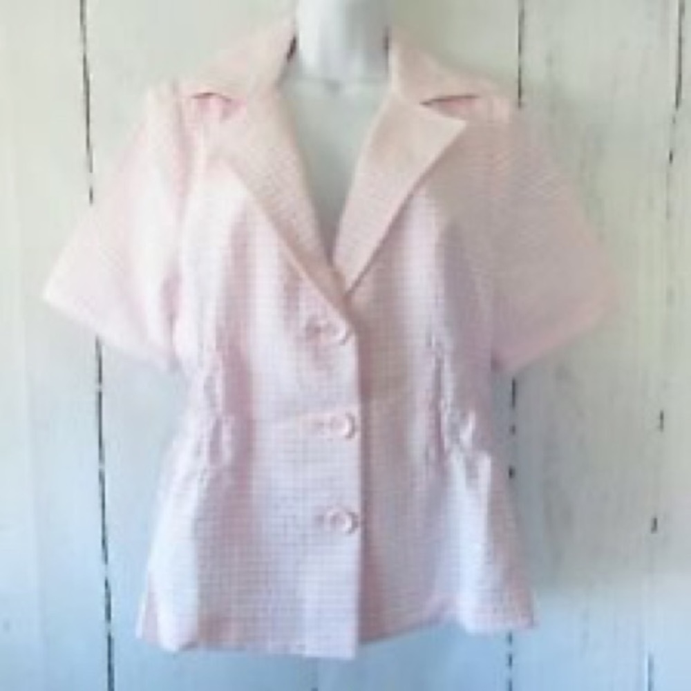 Joan Rivers Pink Gingham Shirt Jacket